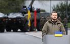 El presidente ucraniano, Volodymyr Zelenski, durante la conferencia de prensa conjunta con el primer ministro polaco después de su reunión en la Cancillería en Varsovia