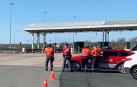Control de la Policía Foral en el peaje de la AP-15 en Marcilla.