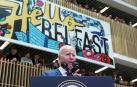 El presidente estadounidense, Joe Biden, pronuncia un discurso este miércoles en la Universidad del Ulster, en Belfast