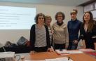 Desde la izquierda, Marian Orue, Mª Jesús Fernández, Montse Martínez de Carlos, Mapi Aramendía y Rosa de Luis, cinco de las seis integrantes de la junta directiva ayer en el inicio de la reunión
