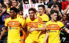 Balde, Ferrán, Lewandowski y Gavi celebran el tanto culé contra el Atlético de Madrid.