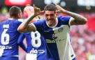 De Paul celebra el primer gol del Atlético