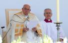 El papa Francisco, durante su misa en Budapest