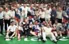El Portland San Antonio que ganó la Copa del Rey en 2001. Era la segunda del club, tercera para Mateo Garralda (de pie, 4º por la dcha.)