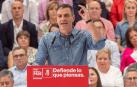 El presidente del Gobierno, Pedro Sánchez, durante su intervención en el mitin que ha ofrecido este sábado en Murcia