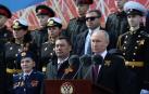 El presidente de Rusia, Vladimir Putin, durante su discurso en la plaza Roja de Moscú con motivo del Día de la Victoria