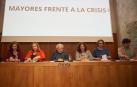 Desde la izquierda: Patricia Perales (EH Bildu), Arantza Biurrun (PSN),  Paco Jiménez (moderador), Marta Álvarez (UPN), Daniel López (Contigo Navarra) y Pablo Azcona (Geroa Bai), durante el debate