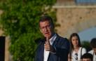 El presidente del PP, Alberto Núñez Feijóo, en un acto electoral