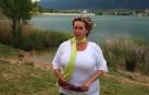 Cristina Garín Fernández, cabeza de lista de Eguzkilore al Parlamento, en la balsa de La Morea