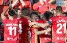 Los jugadores del Mallorca celebran uno de los tantos contra el Rayo Vallecano