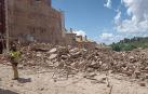Estado en el que ha quedado el solar en el que se levantaba el edificio de cinco plantas que se ha derrumbado en Teruel