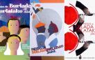 Los tres carteles finalistas: 'Unas fiestas gigantes', 'Txispun' y 'Con B de fiesta'