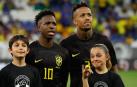 Vinícius y Militao durante el partido de Cornellà con Brasil