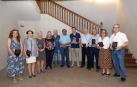 De izquierda a derecha, los miembros del Grupo Literario Traslapuente Elena Sánchez Brun, Carmen Fernández Cabrera, Maite Sanz Gallego, Milagros Rubio Salvatierra, Manuel Arriazu Sada, Roberto Simón Romano, Rafael Rodríguez Natera, Alejandro Ros Satrustegui, Andrés Zardoya Antón, Beatriz Chivite Arbeitz y Pepe Alfaro Calvo