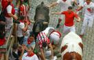 Octavo encierro de San Fermín en el tramo del exterior de la plaza