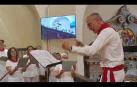 Actuación de la capilla de música de la catedral de Pamplona, dirigida por Ricardo Zoco, con voces del Orfeón Pamplonés y músicos y de la Orquesta Sinfónica de Navarra en la misa de la Octava de San Fermín, este 14 de julio de 2023.