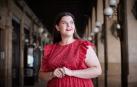Laura Montoro, fotografiada este miércoles en los soportales de la Plaza del Castillo de Pamplona