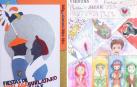 A la izquierda, cartel anunciador de las fiestas de Burlada; a la derecha, cartel ganador infantil
