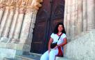 Gabina Oronoz Saz, el domingo tras la procesión en el exterior de la iglesia de San Pedro de Estella