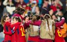 La selección celebra uno de los goles ante Suecia