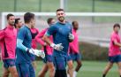 Unai Simón durante el último entrenamiento con el Athletic Club