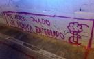 Pintada amenazante, ya borrada, en la calle Jarauta