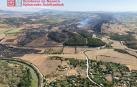 Imagen aérea de la zona afectada por el incendio declarado este jueves en Valdizarbe.