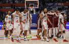 Los jugadores de Francia, cabizbajos tras ser eliminados del Mundial por Letonia