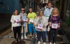 Presentación, este lunes, de la campaña en el comercio de Estella, con el logo, la imagen que la identificará