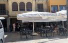 El rincón de la plaza del Castillo donde se encuentra Laba Elkartea y el bar Windsor