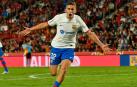 Fermín Sánchez celebra el gol que dio el empate al Barcelona frente al Mallorca