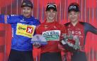 Aular, en el centro, con Kristoff y Hayter en el podio final del Tour de Croacia.