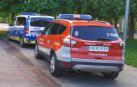 Varios vehículos de Policía Foral y Policía Municipal de Pamplona