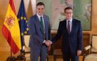 Pedro Sánchez y Alberto Nuñez Feijóo, este lunes tras la reunión que han mantenido