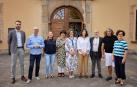 De izquierda a derecha: el compositor Guillermo Cobo, el percusionista Salva Tarazona, Aitziber Urtasun (Fundación Oteiza), María Azcona y Eva Ruiz (IES Plaza de la Cruz), Teresa Lasheras (MUN), el escultor Carlos Ciriza, Pablo Ramos (Colectivo E7.2) y Mercedes Jover (Museo de Navarra)