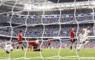 Uno de los goles que encajó Osasuna en la última jornada en el Bernabéu