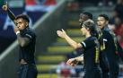 Rodrygo Goes (izda.) celebra su tanto en Braga en el choque de la Liga de Campeones que los de Ancelotti ganaron por 1-2