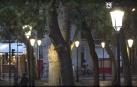 Farolas en una plaza de Pamplona