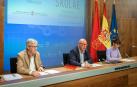 De izda a dcha: Gil Sevillano, Carlos Gimeno e Itziar Irazábal, ayer durante la rueda de prensa
