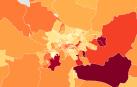 Mapa de color por secciones de las rentas por hogar