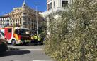 Efectivos de bomberos, junto al árbol caído en Madrid