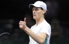 Jannik Sinner celebra un tanto en el Masters 1.000 de París