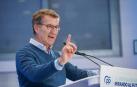 El presidente del Partido Popular, Alberto Núñez Feijóo, en su intervención durante un Congreso territorial extraordinario del PP vasco