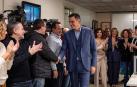 Pedro Sánchez ha mantenido este jueves una reunión con las trabajadoras y trabajadores del PSOE en la sede de Ferraz