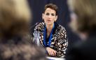 La presidenta del Gobierno de Navarra, María Chivite, interviene durante la 2ª Conferencia Anual de la Alianza de Regiones de la Automoción, en el pabellón Navarra Arena