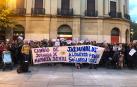 Un momento de la protesta este jueves en Pamplona