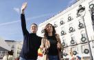 El líder del PP Alberto Núñez-Feijóo y la presidenta de la Comunidad de Madrid, Isabel Díaz Ayuso, durante su intervención en la manifestación convocada por el PP contra la amnistía a los independentistas catalanes a cambio de su apoyo parlamentario para la investidura del socialista Pedro Sánchez