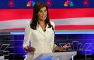 La ex gobernadora de Carolina del Sur, Nikki Haley, habla en el tercer debate presidencial estadounidense de los candidatos republicanos de la campaña presidencial estadounidense de 2024