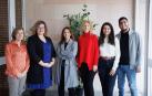 El equipo investigador, en la Facultad de Ciencias de la Salud de la UPNA. De izda. a dcha., M.ª Rosario Orzanco Garralda, Paula Escalada Hernández, Nely Soto Ruiz, Cristina García Vivar, Ana Carolina Andrade Biaggi Leite y Gustavo Adolfo Pimentel Parra.