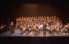 Parte del alumnado de la escuela de música de Tafalla durante el concierto de Santa Cecilia en el que actuaron junto a las corales de Tafalla